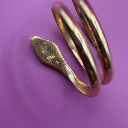 18k wrap around snake ring with tsavorite eyes