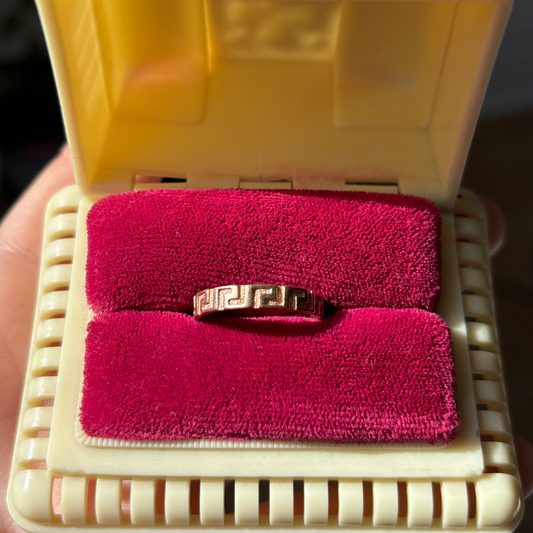 14k rose gold greek key band