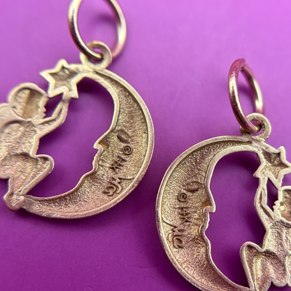 14k moon and cherub charm by Michael Anthony