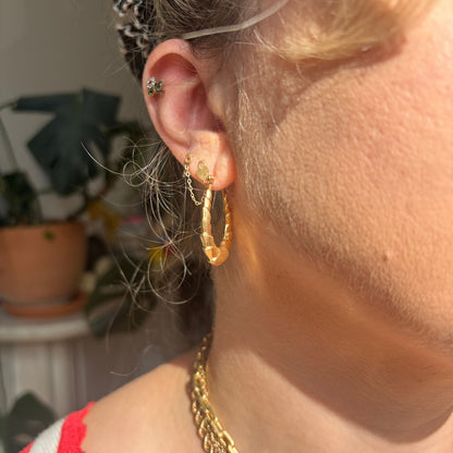 14k really good semi hollow shrimp hoops