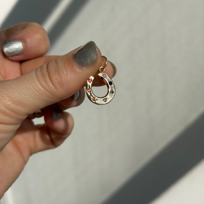 7 rainbow sapphire stars horseshoe charm