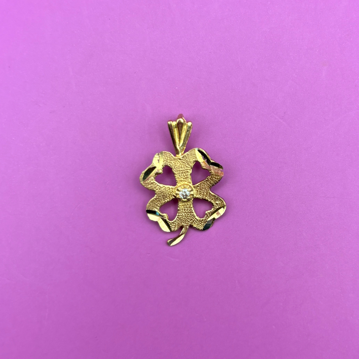 14k mini four leaf clover with diamond by Michael Anthony charm