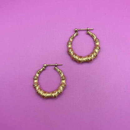14k bamboo hoops