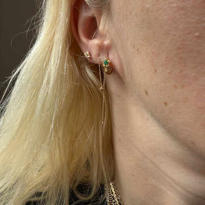 18k earrings with flower emerald