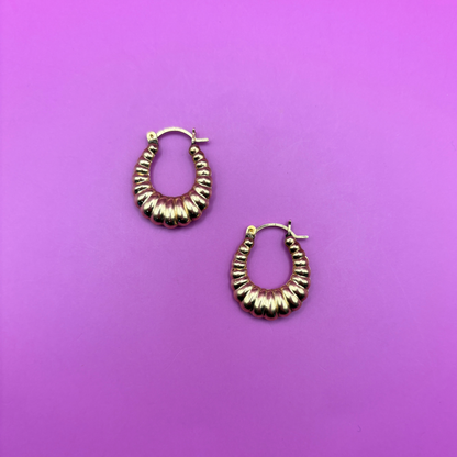 14k puffy hollow shrimp hoops