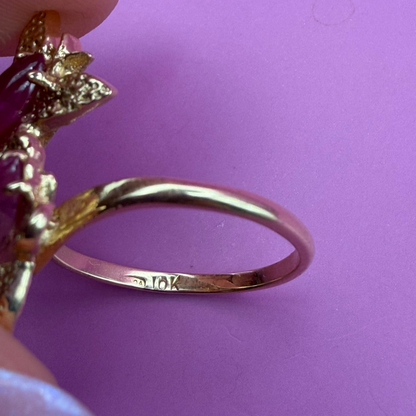 10k butterfly tu y yo ring with ruby cabochons