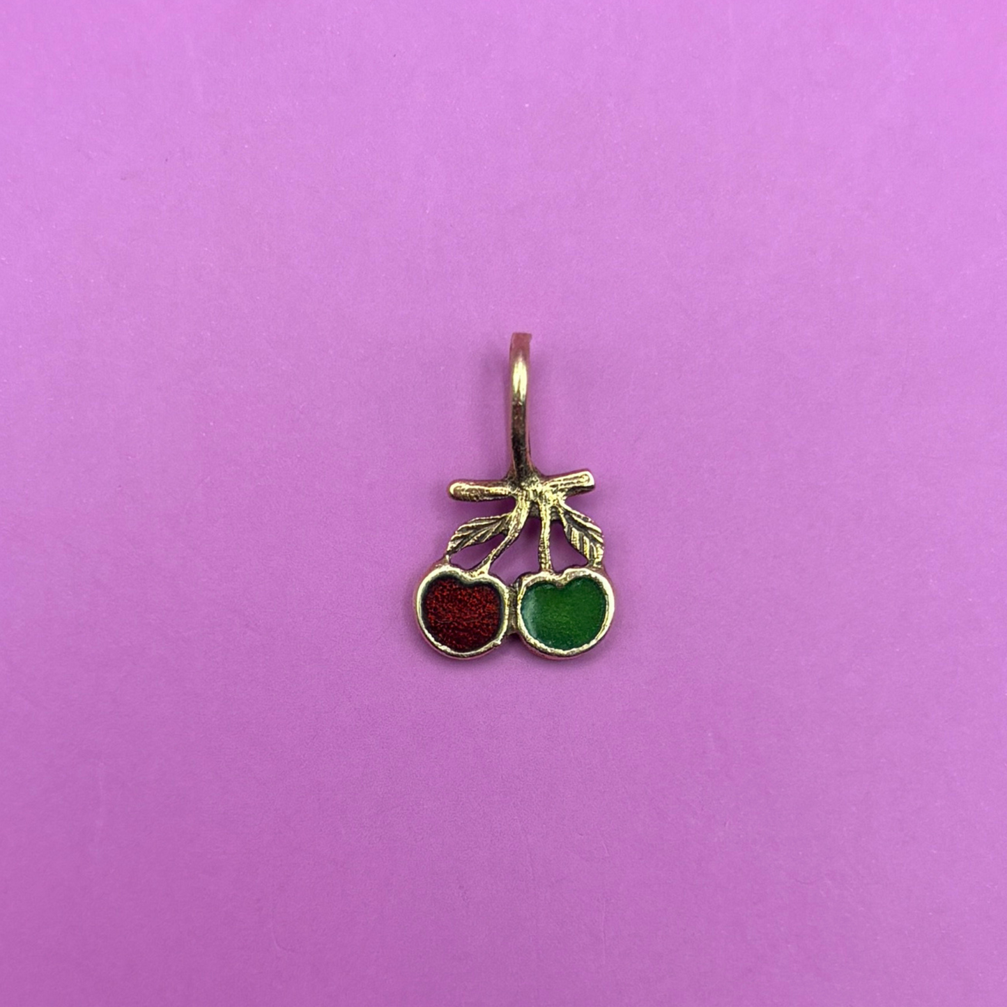 14k mini cherries charm