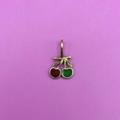 14k mini cherries charm