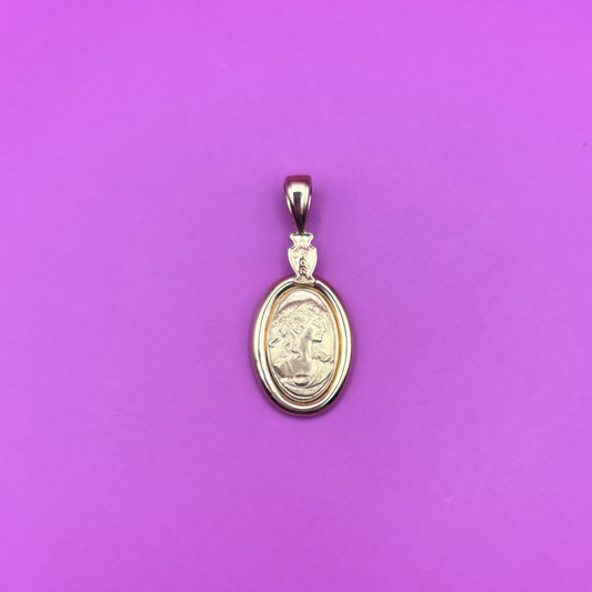 18k art nouveau inspired 80s Anfora cameo pendant