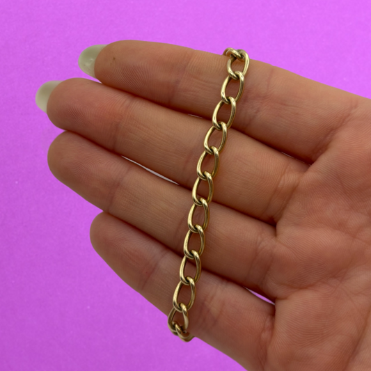 14k elongated curb mid-century bracelet 6.75"