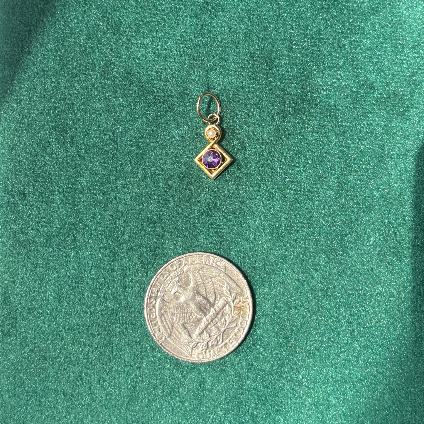 14k stick pin conversion amethyst & pearl charm
