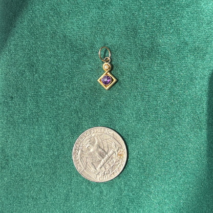 14k stick pin conversion amethyst & pearl charm