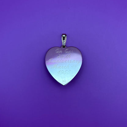 14k engine turned on flat heart with citrine cab pendant