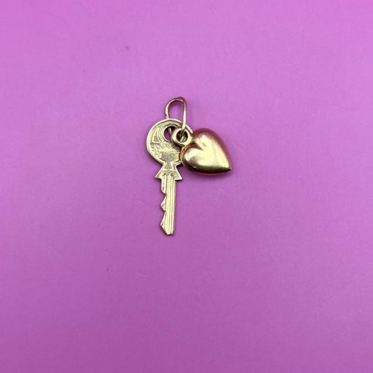 14k key to my heart charm