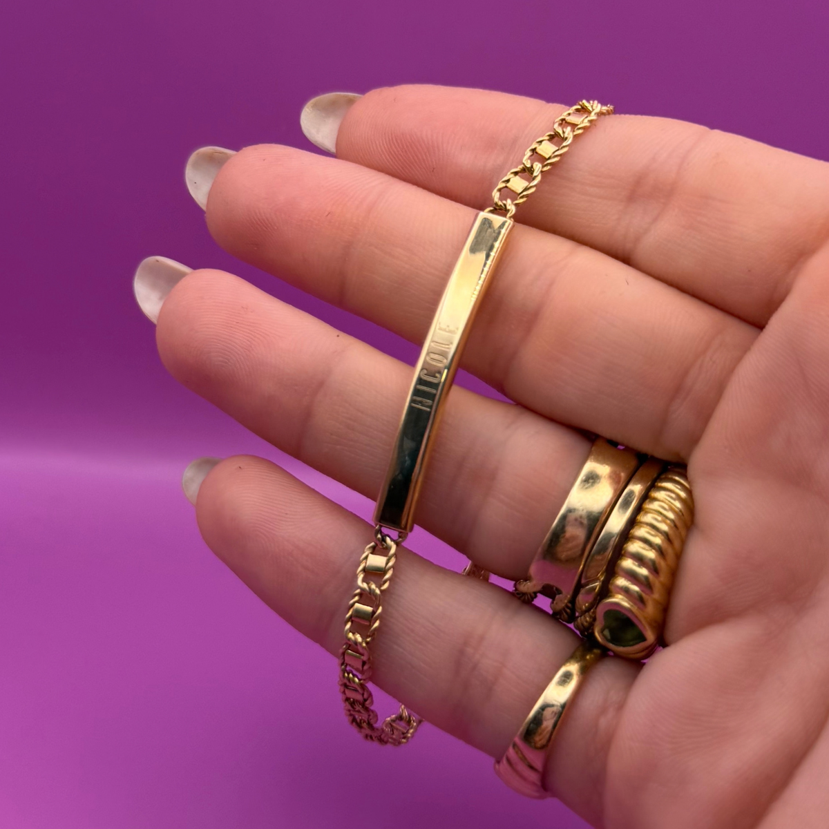 14k ropey mariner ID bracelet Nicole 7.25"