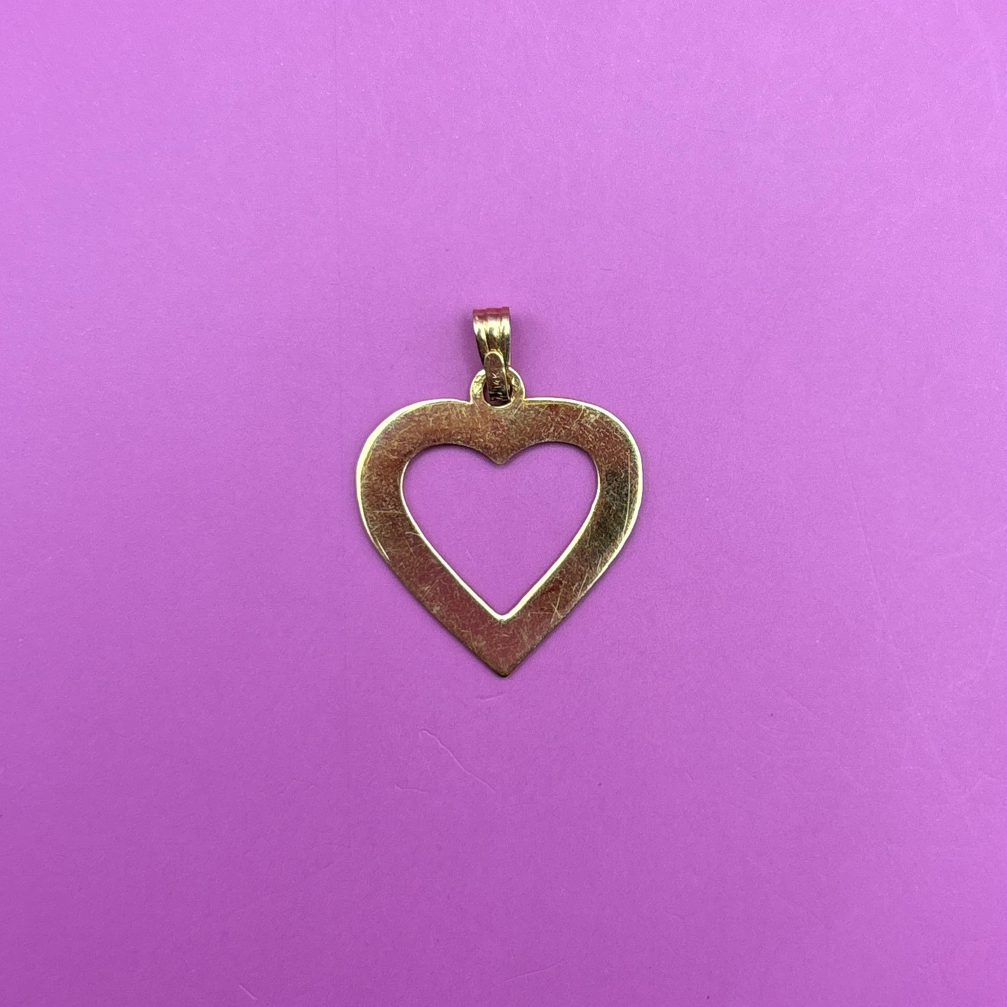 14k heart with greek key charm