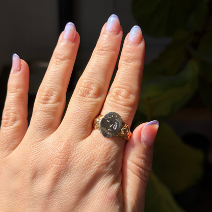 10k crying mermaids tanzanite art nouveau signet