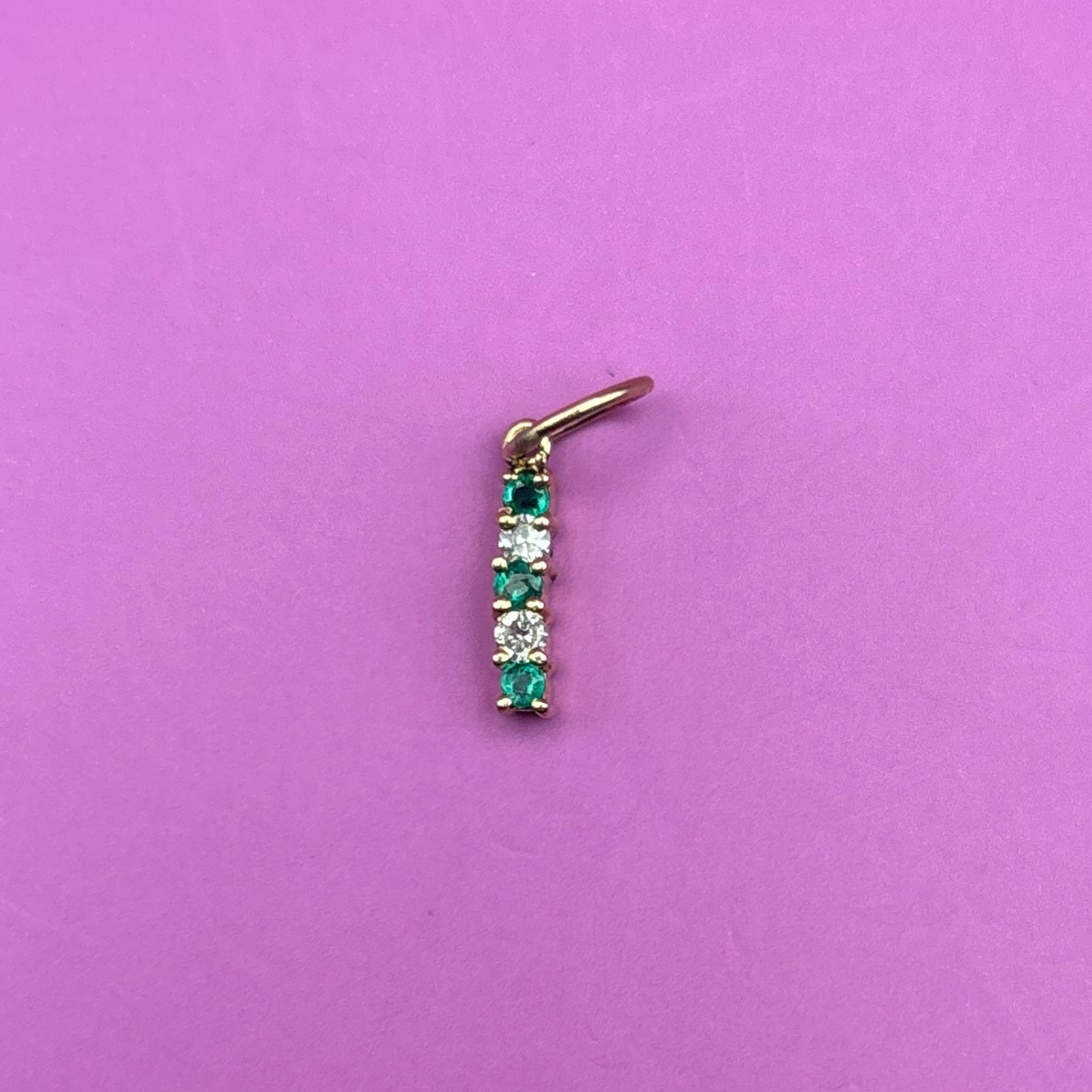 14k emerald & diamond bar charm