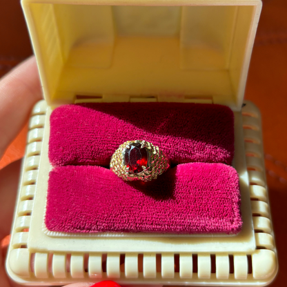 18k gargoyle garnet pinky ring