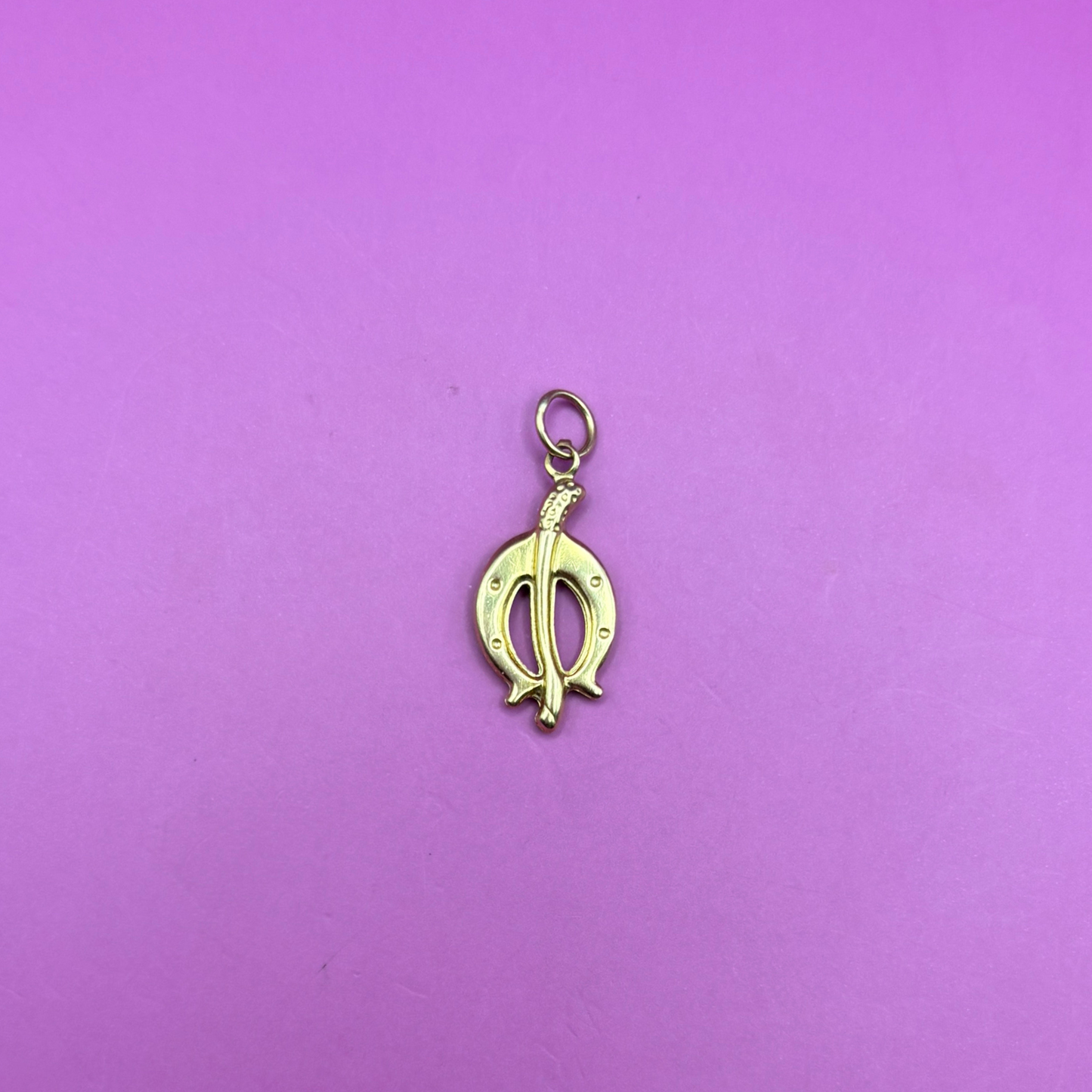 14k horseshoe & crop reversible puffy charm