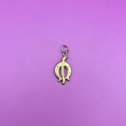 14k horseshoe & crop reversible puffy charm