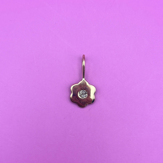 14k flower & diamond earring conversion charm