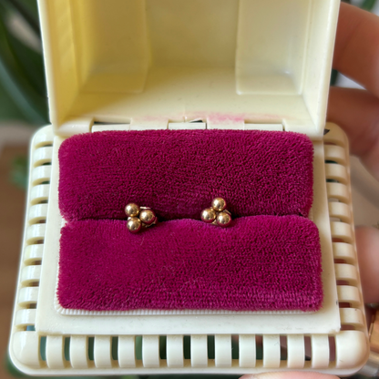 14k ball cluster stud earrings