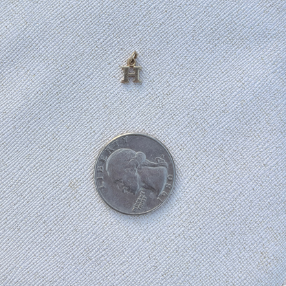 14k letter H mini charm