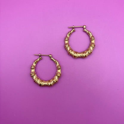 14k bamboo hoops
