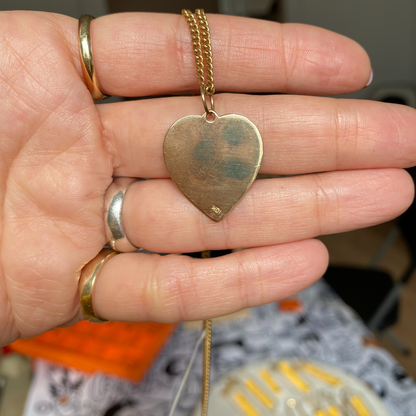 cry baby old english hand engraved heart pendant