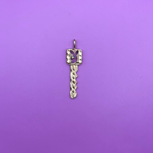 14k playboy bunny key with mini diamond charm