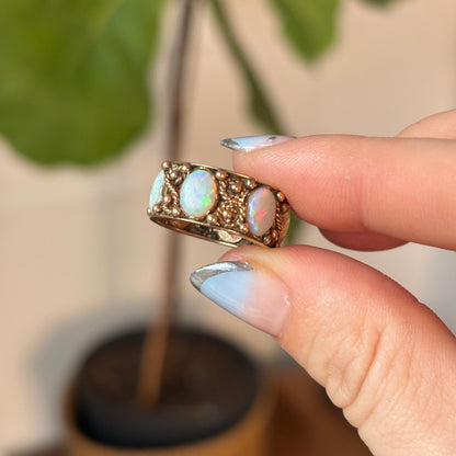 14k art nouveau opal infinity ring