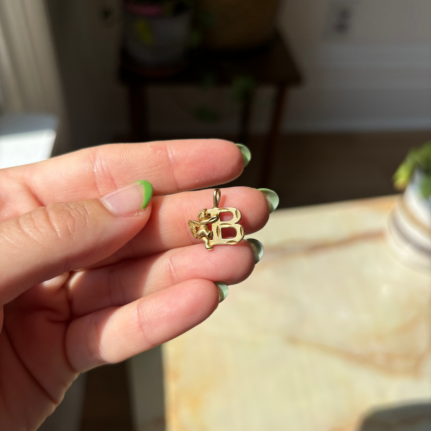 14k letter B with cherub by Michael Anthony charm