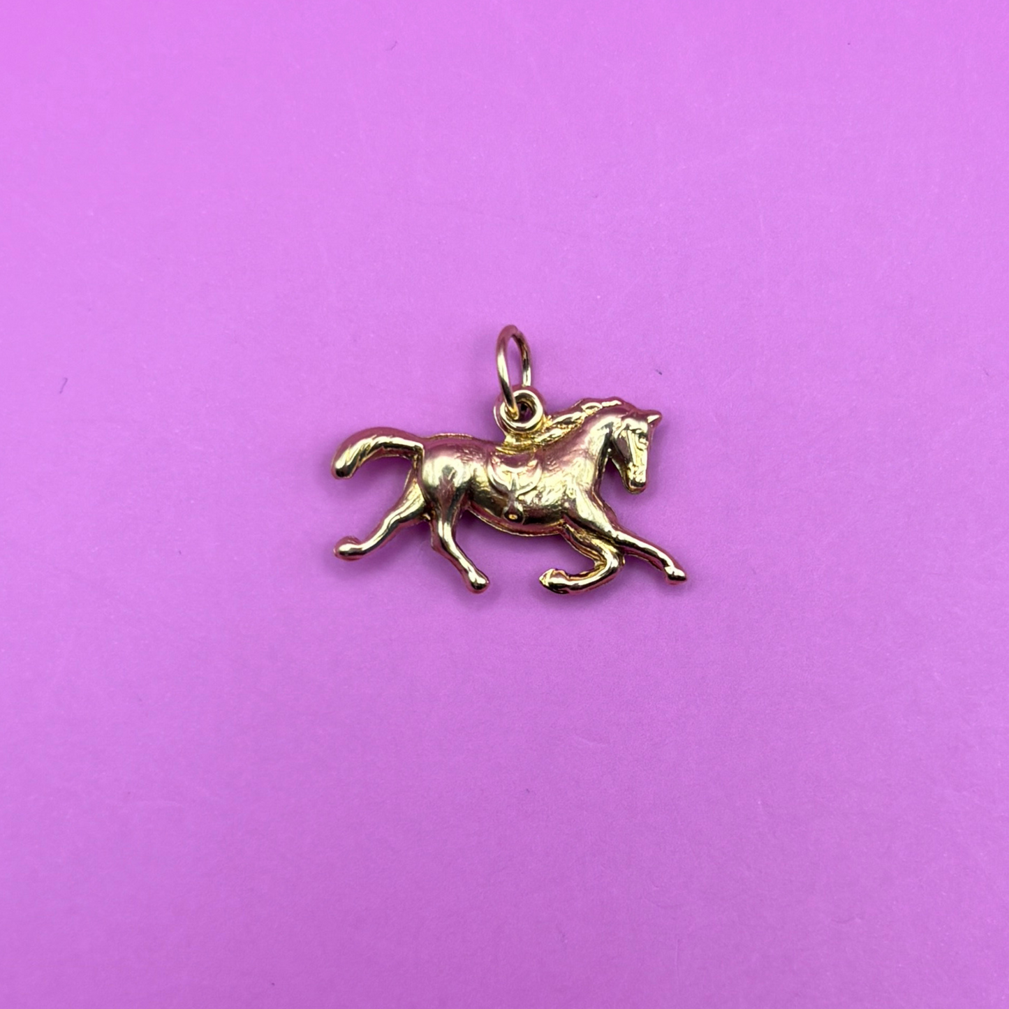 14k double sided hollow horse charm