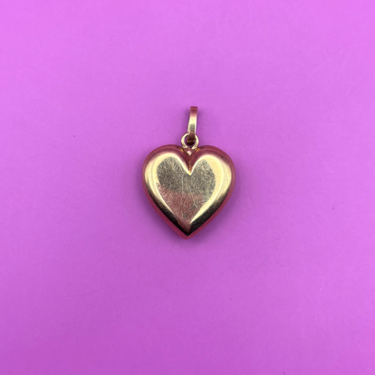 14k large puffy hollow heart charm