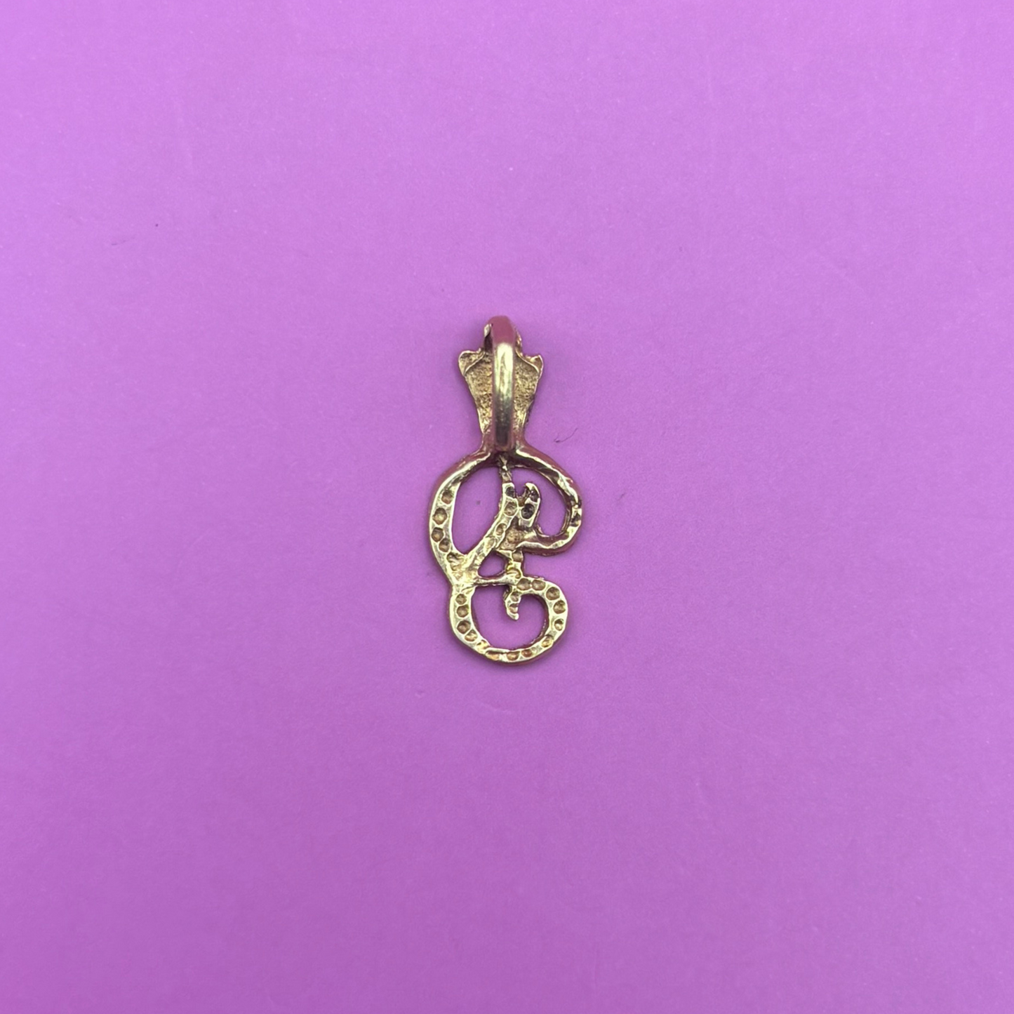 14k mini letter P with diamond cuts charm