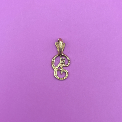 14k mini letter P with diamond cuts charm