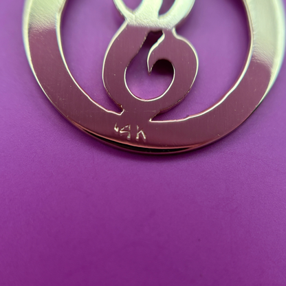 14k letter J in engine turned circle charm