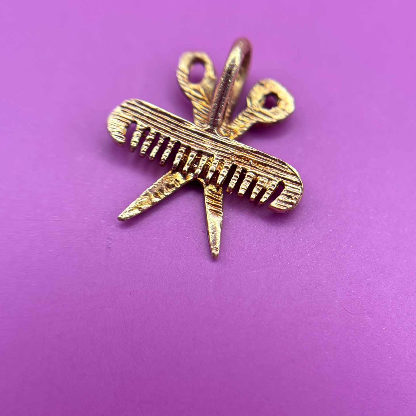 14k hair dresser tools charm