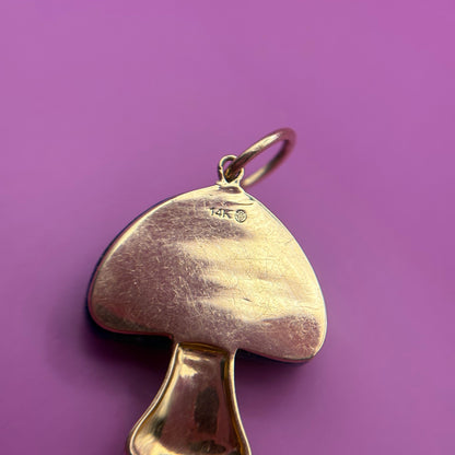 14k lapis mushroom pendant