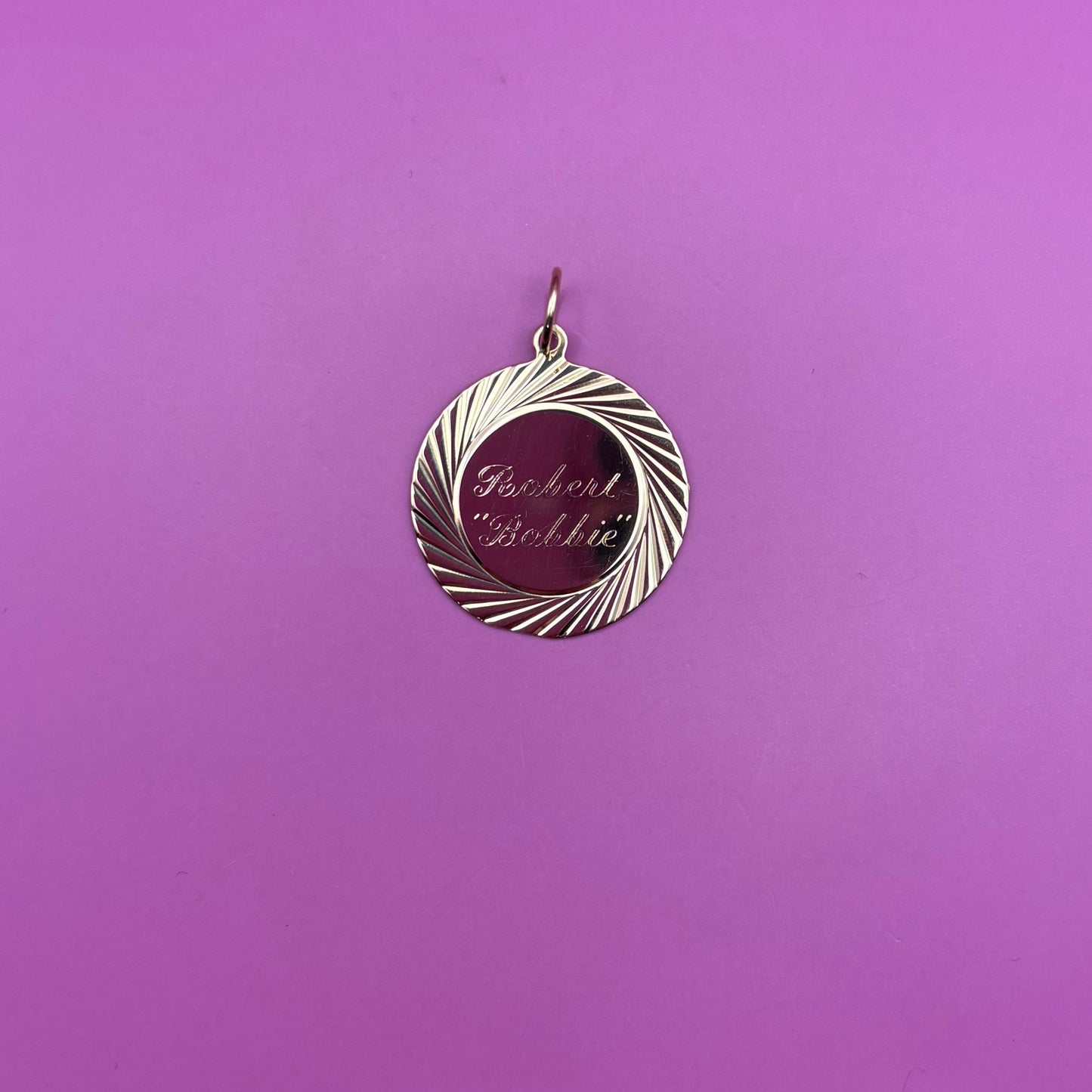 14k engine turned robert "bobbie" disc charm