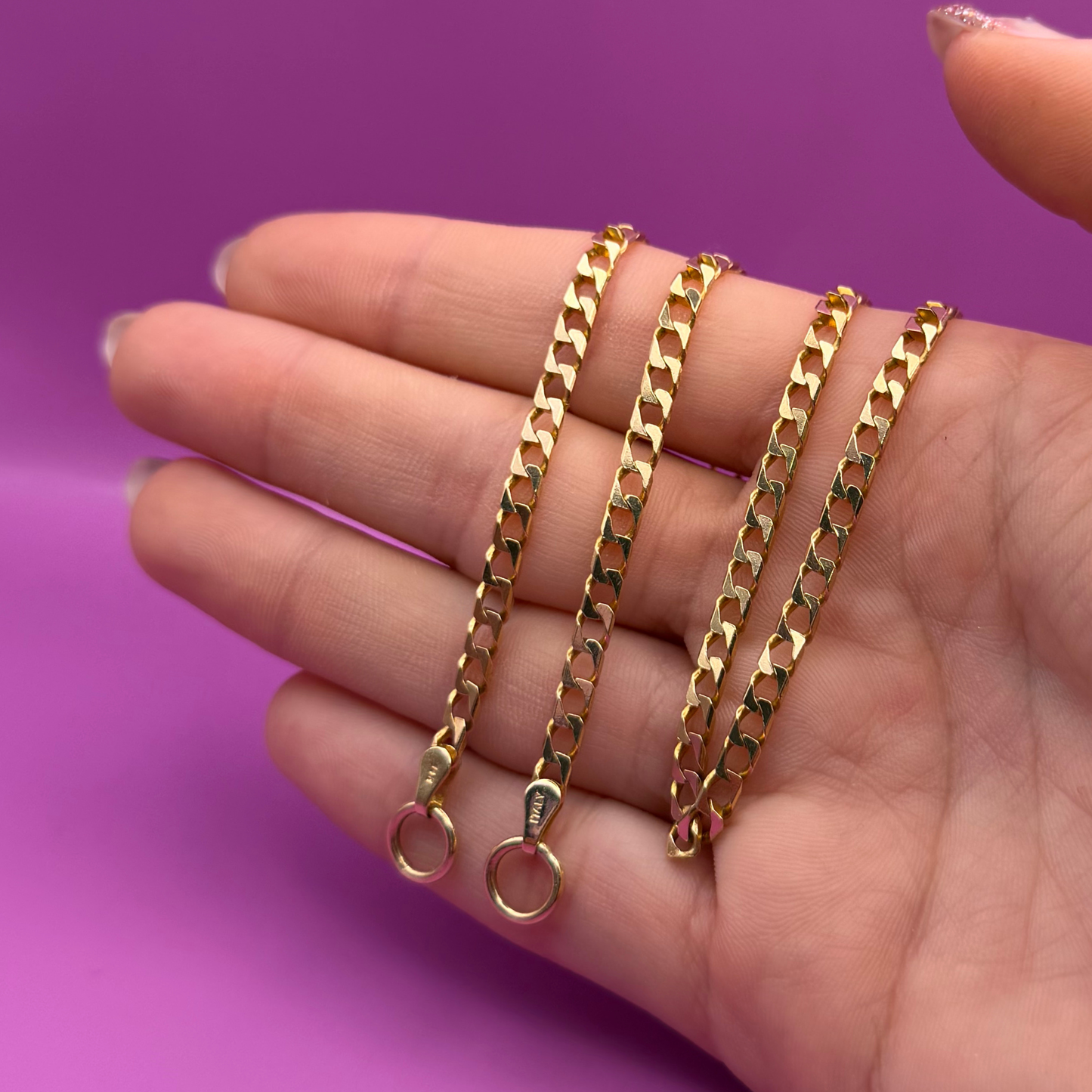 14k square curb sans-a-clasp chain 19.25"