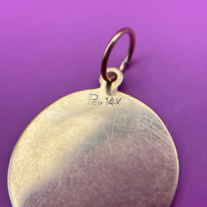 14k Aquarius medallion charm