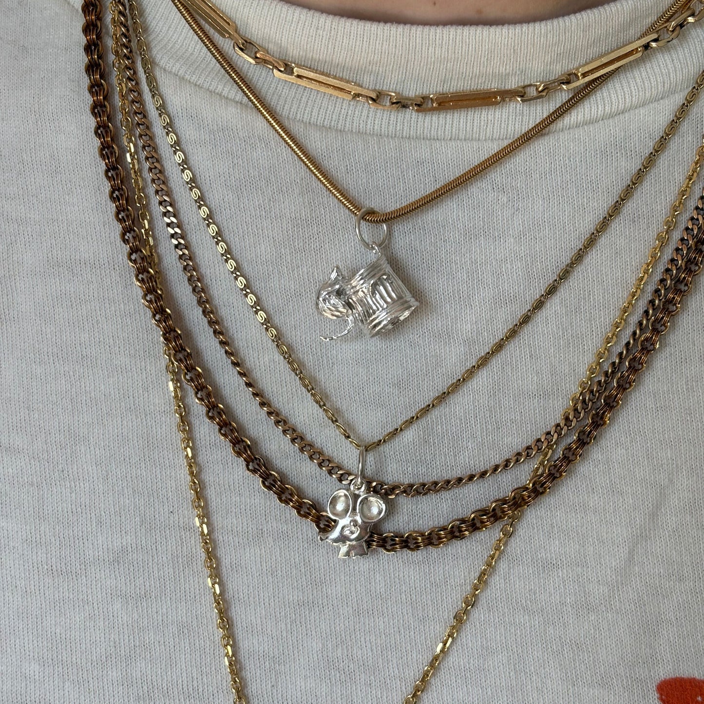 silver trash cat charm