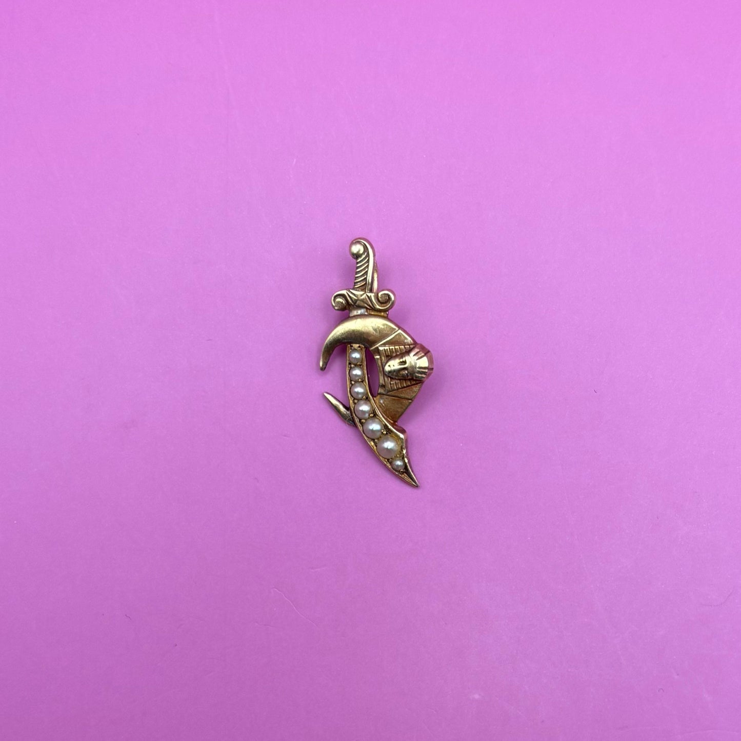 14k masonic dagger & moon brooch conversion charm