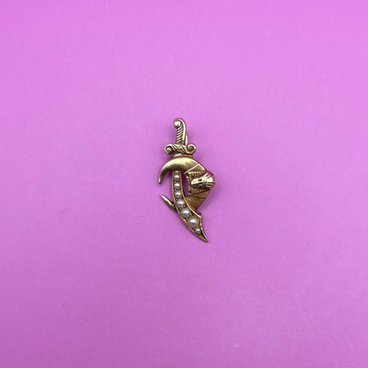 14k masonic dagger & moon brooch conversion charm LIVE