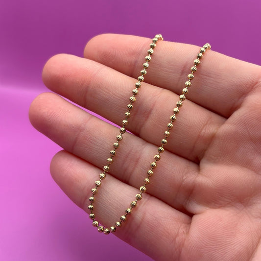 14k phases of the moon ball chain 18"