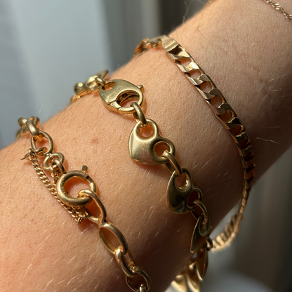 14k rolo 60s bracelet with safety chain 8"