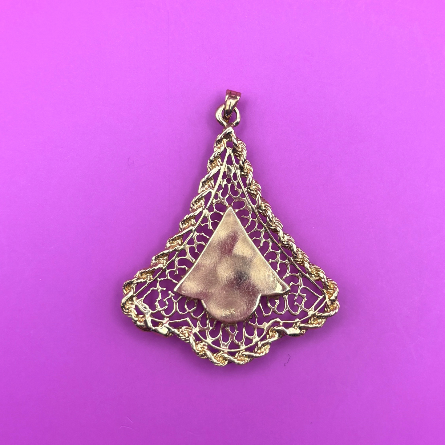 14k ornate diamond star set locket pendant