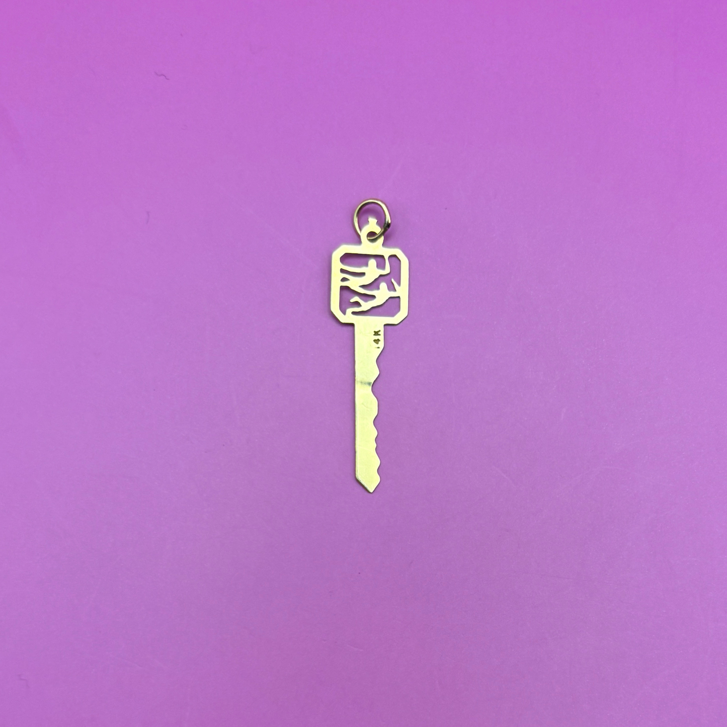 14k gemini key charm